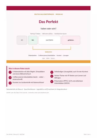 Cover: Das Perfekt – haben oder sein? (DaZ/DaF, Niveau A2)