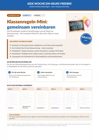 Cover: Klassenregeln-Mini zum Schuljahresbeginn