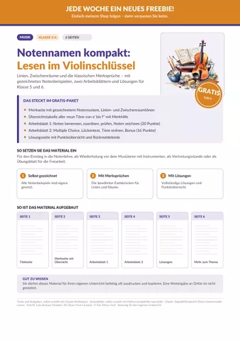 Cover: Notennamen im Violinschlüssel