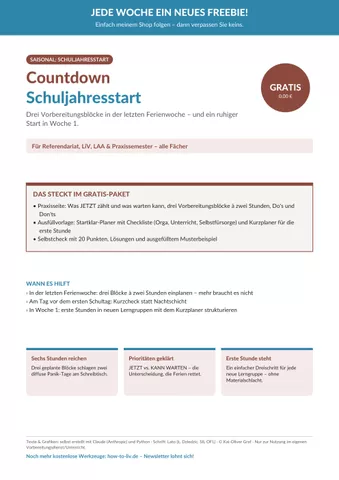 Cover: Countdown Schuljahresstart