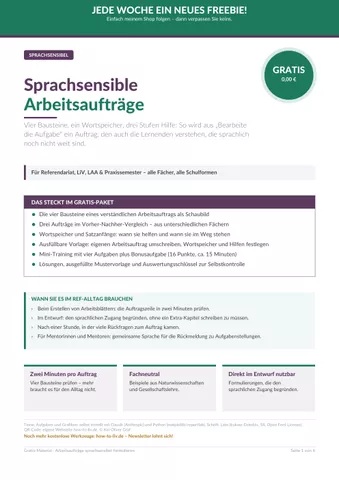 Cover: Arbeitsaufträge sprachsensibel schreiben