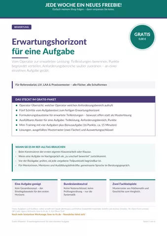 Cover: Erwartungshorizont für eine Aufgabe