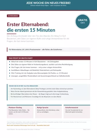 Cover: Erster Elternabend: die ersten 15 Min
