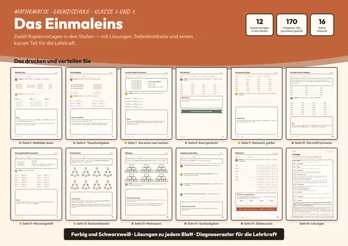 Cover: Einmaleins – 12 Kopiervorlagen, Klasse 2/3