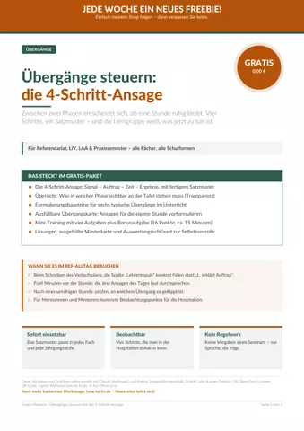 Cover: Übergänge steuern: die 4-Schritt-Ansage