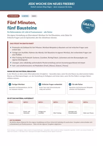 Cover: Vorstellung am Elternabend