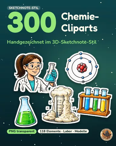 Cover: 300 Chemie-Cliparts im Sketchnote-Stil (PNG)