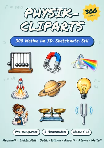 Cover: 300 Physik-Cliparts im Sketchnote-Stil (PNG)