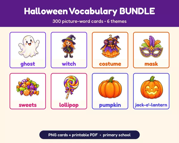 Cover: Halloween Englisch Flashcards BUNDLE